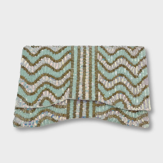 Pastel Chevron Flap Over Clutch