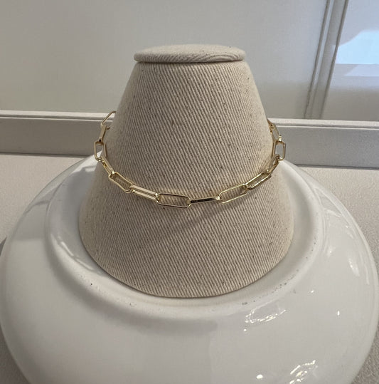 Gold Paperclip Chain  Bracelet