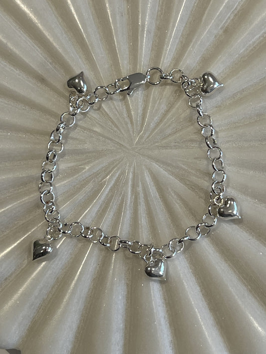 Silver Heart Charm Bracelet