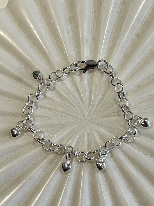 Mini Heart Silver Charm Bracelet