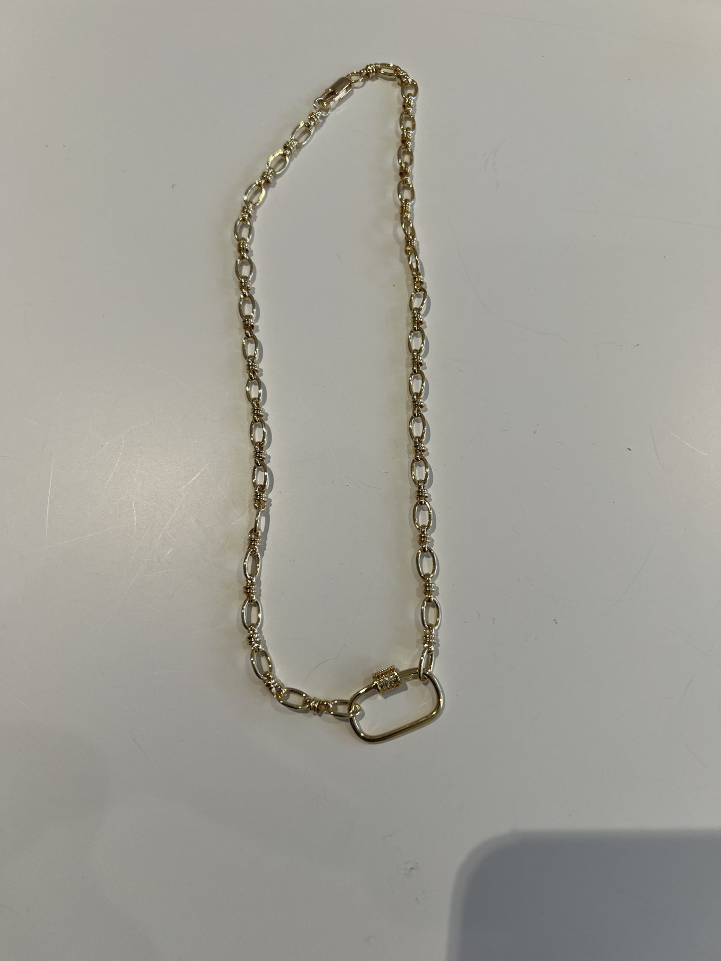 Concetta Carabiner Necklace With Diamantés