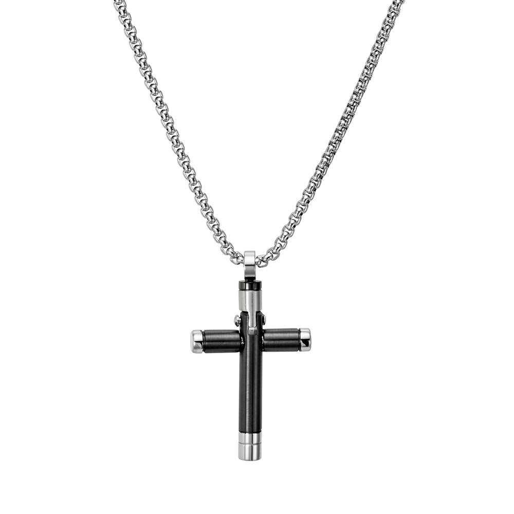 Stainless Steel Cross Pendant Mens Necklace