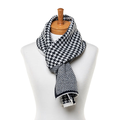 Black Houndstooth Chevron Scarf