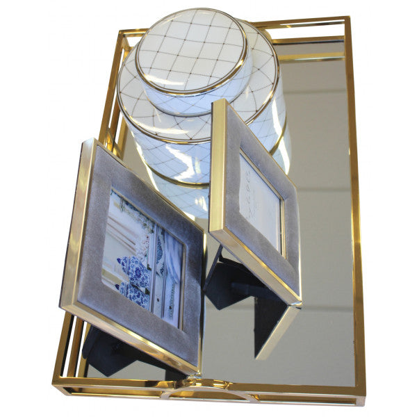 Gold Rect Arch Handle Tray