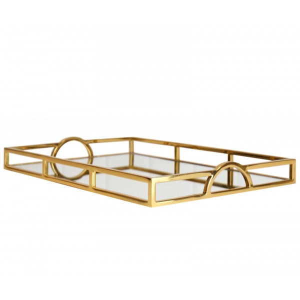 Gold Rect Arch Handle Tray