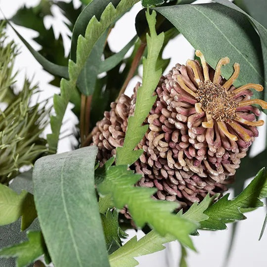 Banksia Mix in Glass Vase