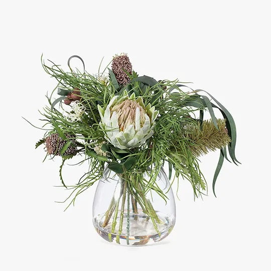 Banksia Mix in Glass Vase