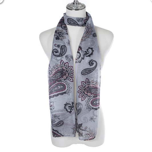 Grey & Black Paisley Scarf