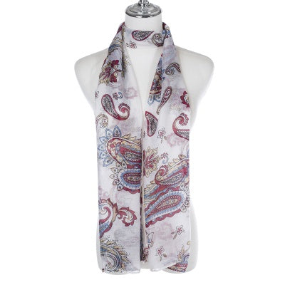 White Red Paisley Scarf