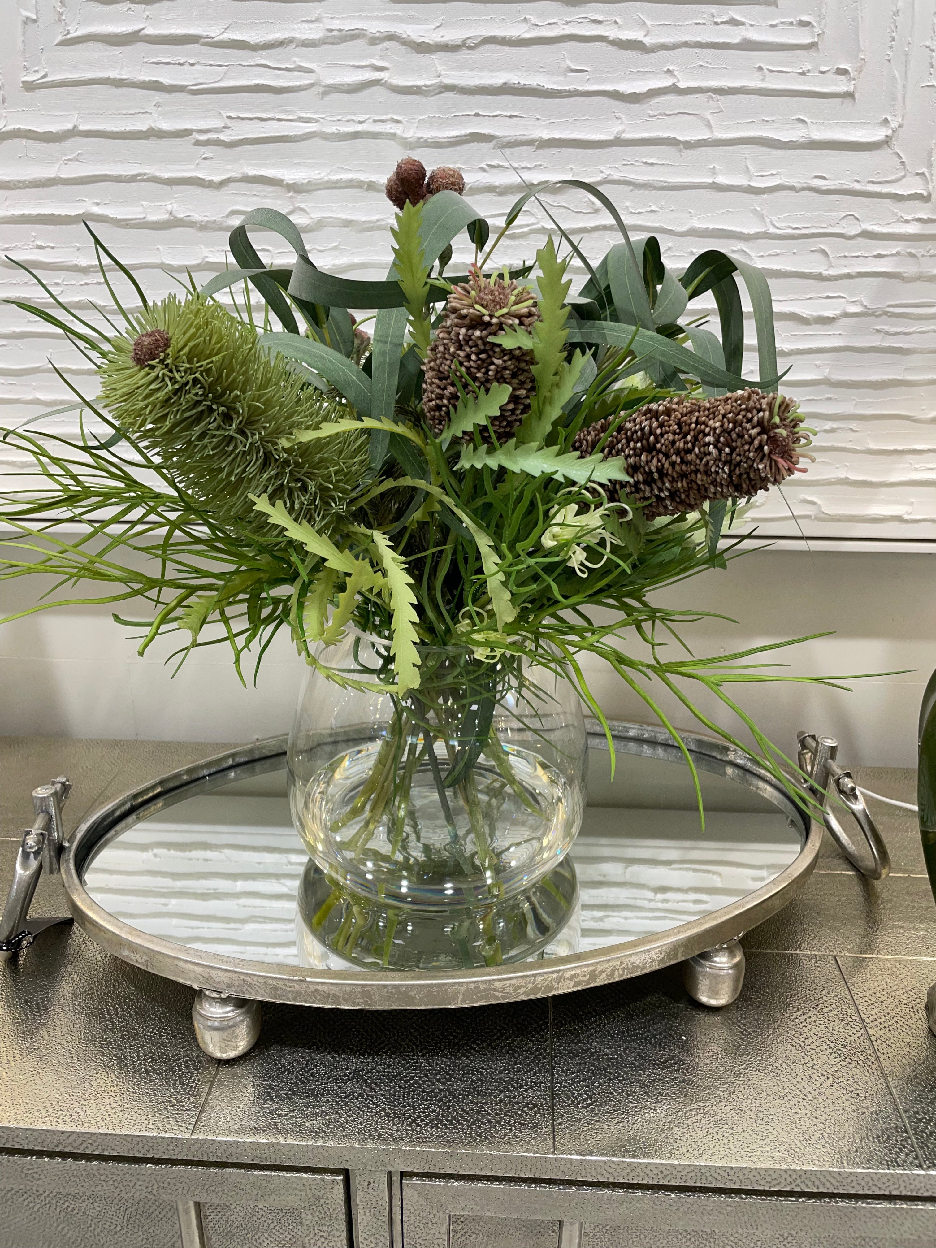 Banksia Mix in Glass Vase